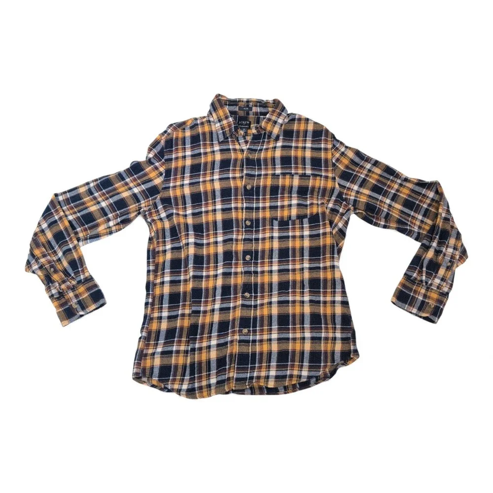 J.Crew Men's Blue Plaid Button-Down Shirt - Size M